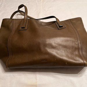 Women's Fossil Large Leather Handbag, Olive Green